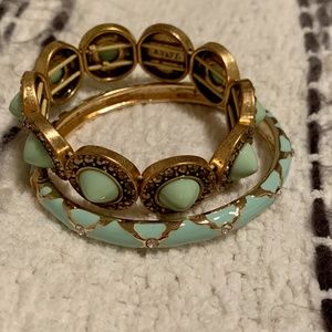 Set of Aqua & Gold Bracelets